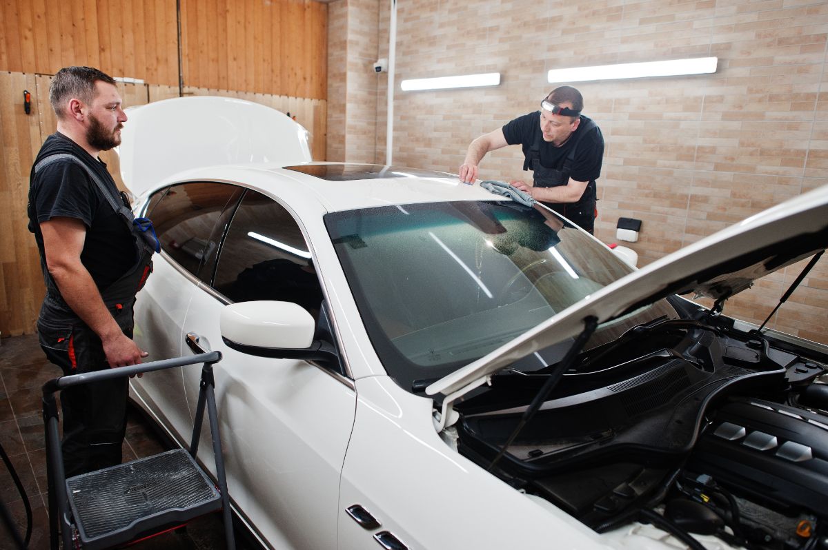 Paint protection film being installed